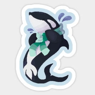 Orca with a Scarf Pixel Sticker